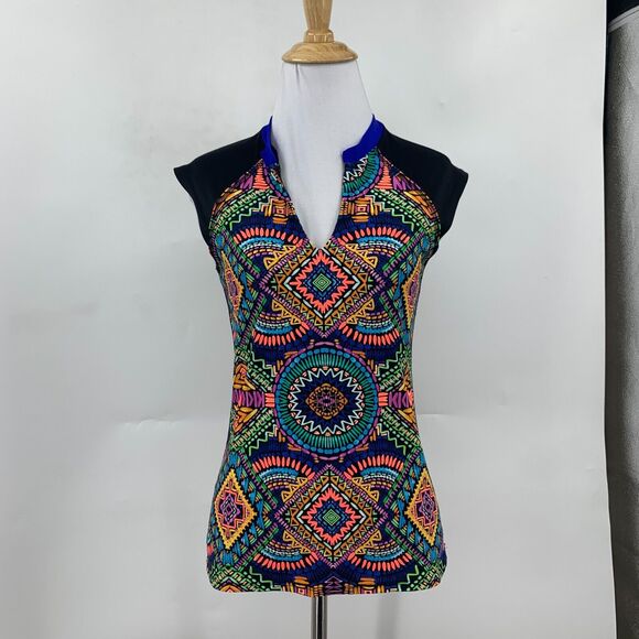 Body Glove Karma Exhale Rash Guard Womens S Small Black Split Neck Cap Sleeves - Picture 2 of 12